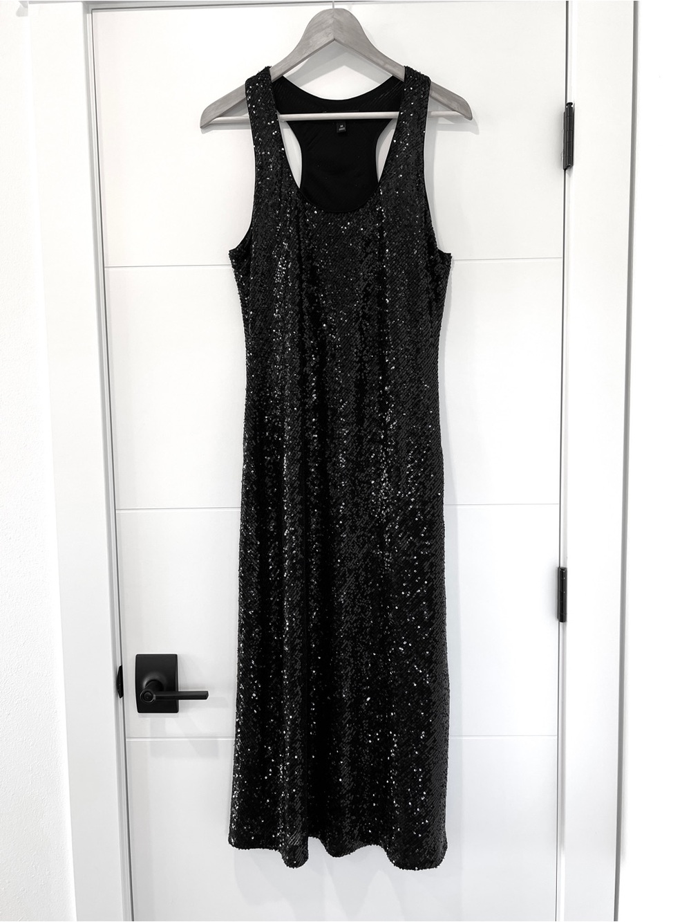 Banana Republic Sequin Racer Back Tank Midi Dress, Black M
